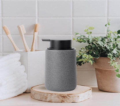 Clasin Home Resin Hand Soap Dispenser with Easy-to-Press Pump, Refillable Liquid Soap Dispenser with Sandstone Like Finish, Waterproof Bottle Labels for Bathroom Kitchen Dish Lotion (Gray, 10 oz)