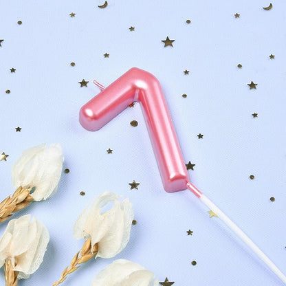 PHD CAKE 2.76 inch Classical Pink 7 Number Birthday Candles, Pink Number Candles, Cake Number Candles, Party Celebration