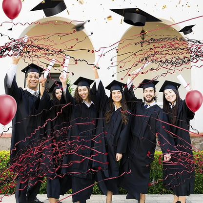 WinnerWhy 30 Pcs No Mess Confetti Poppers Hand Throw Streamers Party Poppers for Graduation 2026 Birthday Celebrations Wedding Engagement Bachelorette Party Supplies(Black and Wine Red)
