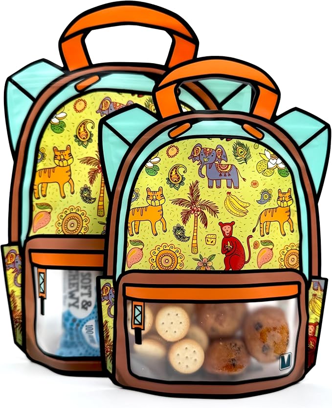 20 Pack Goodie Bags for Kids Birthday Party Supplies - Bulk Gift Bag for Favors, Food, and Candy with Resealable Ziplock Seal (Tropical Crew/Small)