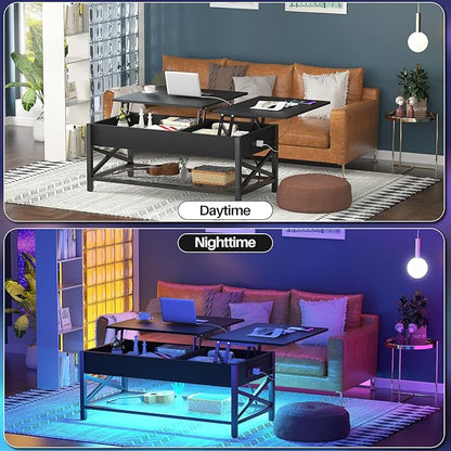 Aheaplus Black Lift-Top Coffee Table