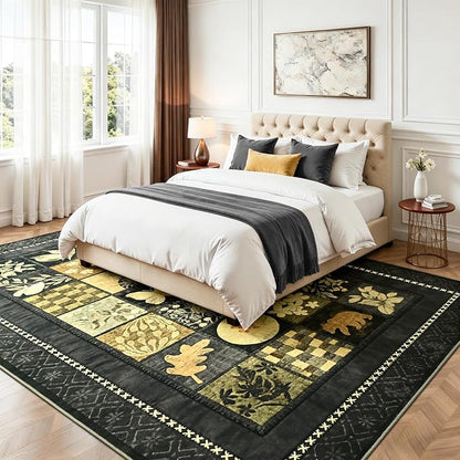 Tepook 5x7 Area Rugs for Living Room, Modern Large Geometric Rug for Bedroom, Washable Patchwork Rug Indoor Non Slip Throw Carpets for Dining Room Office Farmhouse Home Decor, Dark Grey