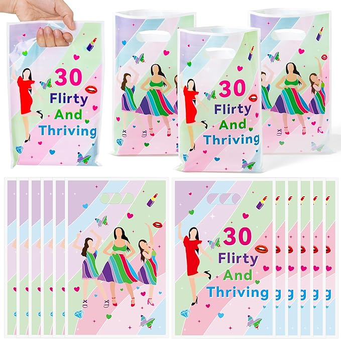 Andi Cppss Girl’s Birthday Party Favor Bags - 50PCS Flirty And Thriving Goodie Bags for Girls Women Flirty And Thriving Party Decoration Beautiful Girls Design Gift Bag for Girl’s Birthday Party Favor
