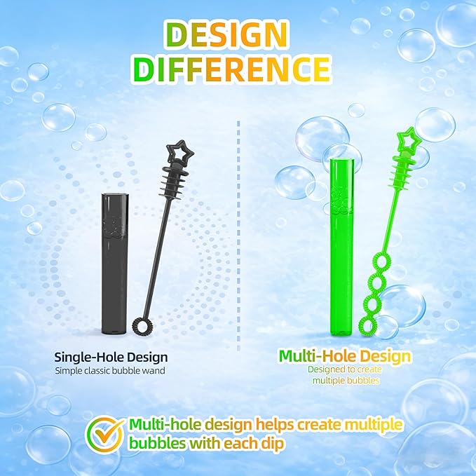 100 Pack Mini Star Bubble Wands Bulk – More Bubbles with Extra Holes, Party Favors for Kids Ages 3+, Classroom Prizes & Goodie Bag Stuffers