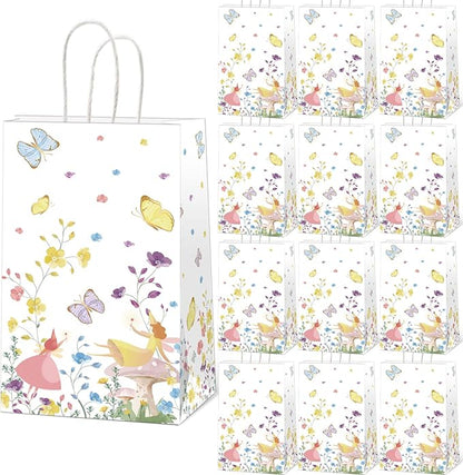 gisgfim 12pcs Truly Fairy Paper Treat Bags with Handles Talking Party Supplies Bags Tea Luncheon Garden Birthday Party Decoration Supplies