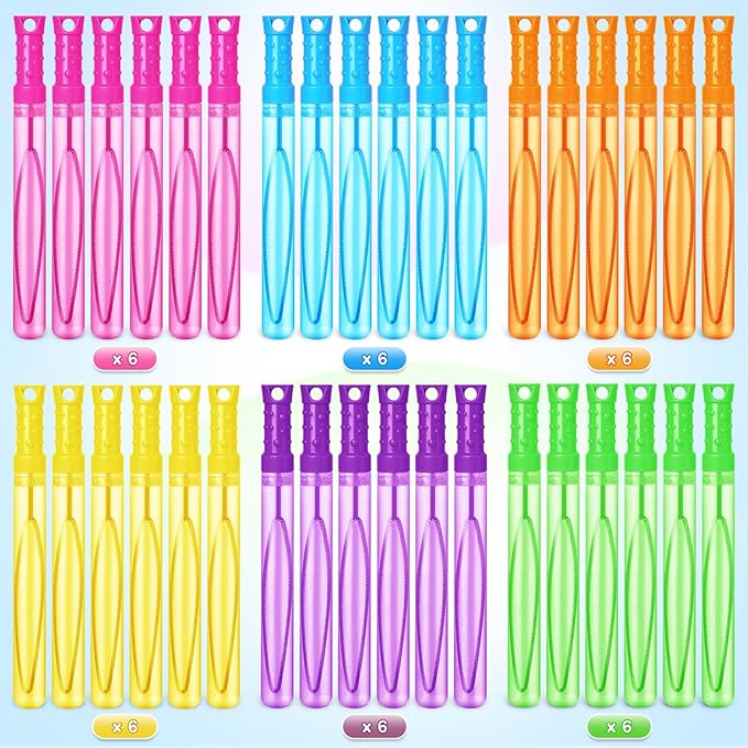 36PCS Bubble Wands for Kids,Bulk Bubble Wand for Kids Party Favor, Bubble Maker for Party Favor,Birthday,Goodie Bags, Wedding, Carnival Prizes, Summer Outdoor Toy Gifts, Assortment 6 Colors