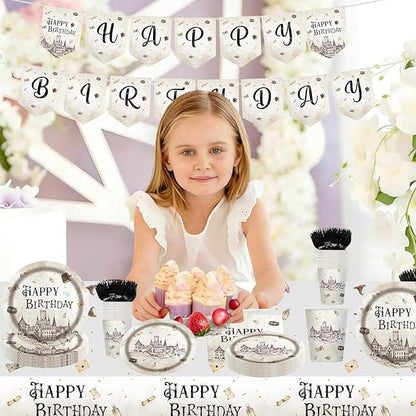 152PCS Magical Wizard Plates Napkins Birthday Party Supplies,Magical Party Paper Plates and Napkins Kit for Boys and Girls Birthday Baby Shower Party Decorations,Serves 30