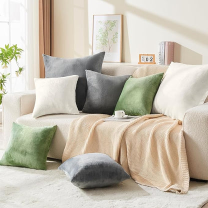 BEDELITE Velvet Pillow Covers 18x18 with Zipper, 2 Pack Super Soft Square Pillow Covers for Bedroom, Sofa, Couch,Luxury Cozy Fleece Pillowcases for All Seasons(18x18 Inches, Gray)