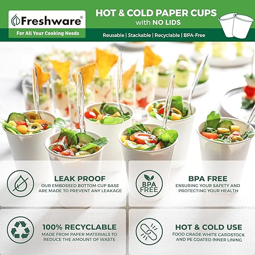 Freshware Coffee Cups 4 oz [100 Pack] Disposable Paper Cups for Mouthwash Cups, Hot Paper Coffee Cup, Ideal for Bathroom Cup
