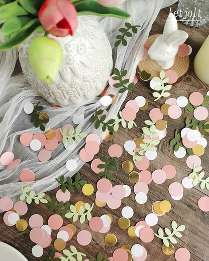 Letjolt Baby Shower Confetti Greenery Table Decorations Golden Pink Eucalyptus Glitter Green Scatter Birthday Party Boho Theme Bridal Shower Wedding Nursery Decor Supplies 210 Pcs