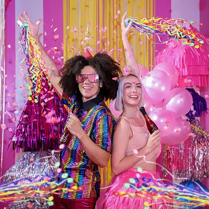 50Pcs Colorful Streamers Poppers Hand Throw Confetti Popper No Mess Party Poppers Paper Crackers for Christmas New Year Birthday Wedding Graduation Engagement Retirement Celebrations