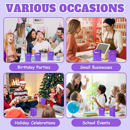 ANZNKU 100 Pcs Purple Goodie Bags Small Gift Bag, Party Favor Bags for Kids Birthday Party, Wedding, Party Supplies Treat Bag for Easter Candy, Goodies, Crafts(5.9x7.9 inch)
