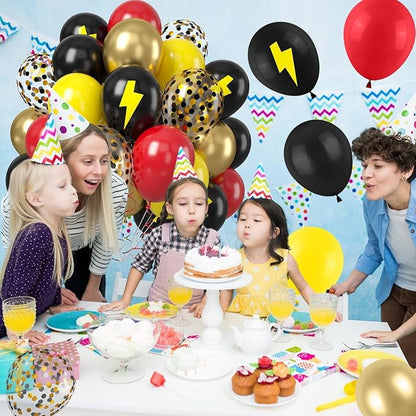 Red Black Yellow Balloons,12inch Black Yellw Red Party Balloons with Printed Latex Balloon Black Yellow Confetti Decoration for Themed Birthdays Baby Showers Holiday Party