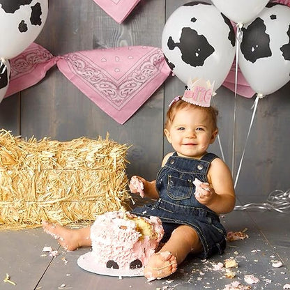 Cowgirl 1st Birthday Crown for Girls - Farm Party Decorations, Western Hat, Holy Cow I Am One Decor, Pink
