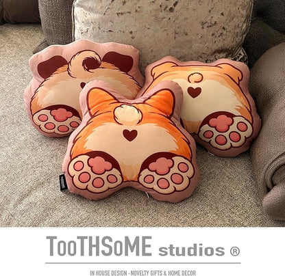 Toothsome Studios Pug Dog Shape Butt Pillow, Polyester Cotton Stuffed Throw, Novelty Animal Design, Multi-Color, 12 Inches (Pug)