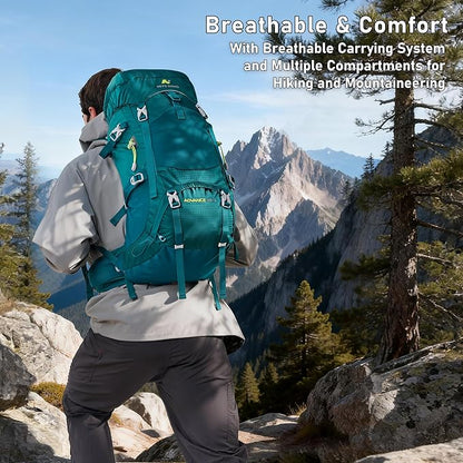 N NEVO RHINO 40L Internal Frame Hiking Backpack for Men Women with Rain Cover, Lightweight Outdoor Backpacking Backpack for Camping, Hiking, Traveling