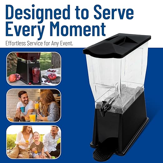 Carlisle FoodService Products Trimline Rectangular Beverage Dispenser Drink Dispenser with Spigot for Catering, Buffets, Restaurants, Polycarbonate (Pc), 3.5 Gallons, Black