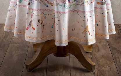 Maison d' Hermine Table Cloth Round Table 100% Cotton 69 Round Inches Tablecloth Reusable Decorative for Dining Room Farmhouse Home Valentines Day Decorations Spring Summer - Ibiza - Beige