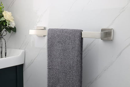 TocTen Bath Towel Rack - Square Base Thicken SUS304 Stainless Steel Towel Bar for Bathroom, Bathroom Accessories Towel Rod Heavy Duty Wall Mounted Towel Holder. (Brushed Nickel, 16)