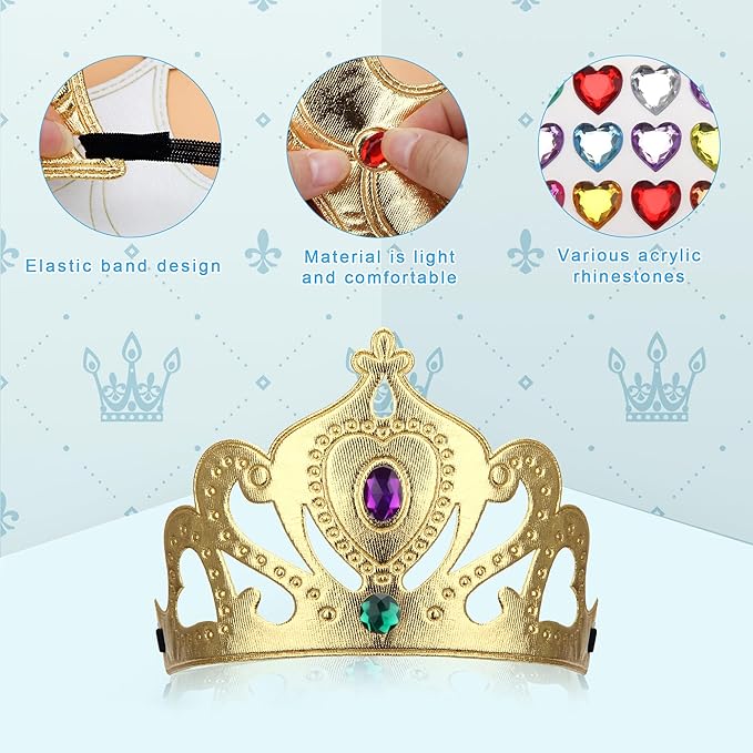 23/24 Packs Foam Princess Crowns and Tiaras, DIY Kit for Birthday Party Favors Hats with Crystal Diamond Sticker