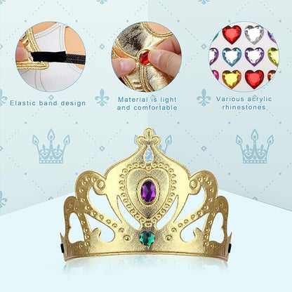 23/24 Packs Foam Princess Crowns and Tiaras, DIY Kit for Birthday Party Favors Hats with Crystal Diamond Sticker