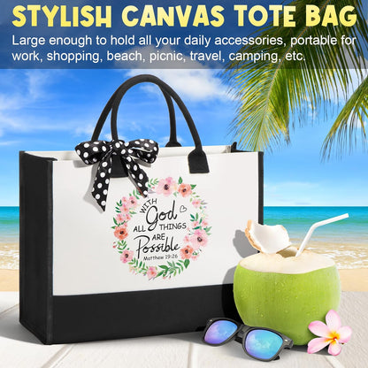 Christian Gifts for Christian Women Faith, Inspirational Religious Gifts for Catholic Women Spiritual Gift Christmas Birthday Gift for Womens Mom Sister Friend Grandma Wife Coworker w/ Canvas Tote Bag