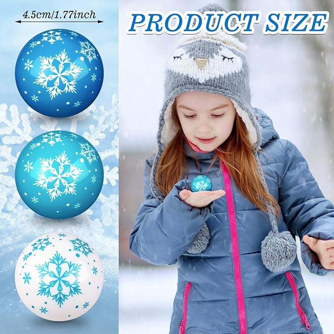 Zhanmai Winter Snowflake Stress Balls Bulk Snow Squeeze Balls Stress Relief Ball for Winter Holiday Decorations Goodie Bag Fillers(30 Pcs,1.77 Inch)