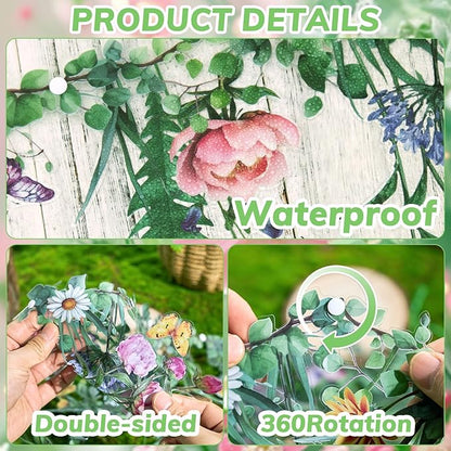 SUNBEAUTY Wildflower Banner Garden Party Flower Spring Summer Reusable Waterproof Garland 4.92 FT for Enchanted Garden Woodland Tropical Wedding Baby Shower Birthday Tea Supplies Girl Decorations