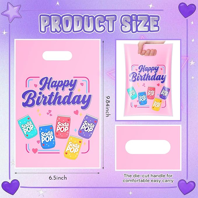 Eccliy 30 Pcs Kpop Party Bag Goodie Candy Gift Bags Cartoon Kpop Music Band Inspired Soda Pop Birthday Decorations with Handles