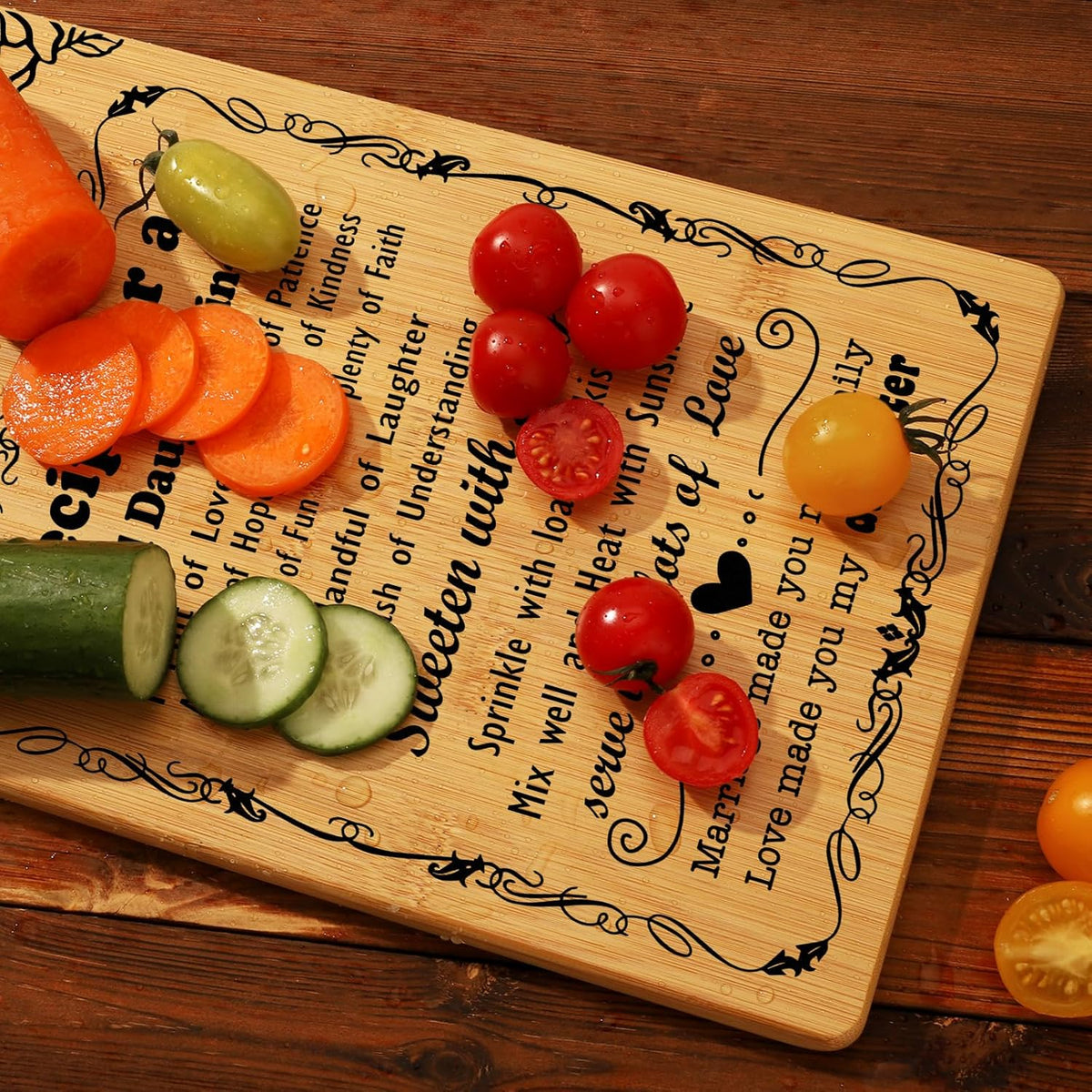 Gifts for Daughter in Law Cutting Board Set, "Recipe for a Daughter-in-Law" Christmas Birthday Gifts for Daughter in Law with Engraved Utensil, Daughter-in-Law Gift from Mother-in-Law Christmas