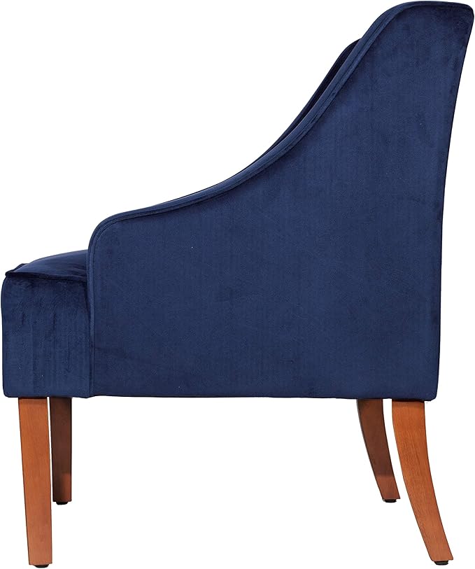 Homepop Home Decor Upholstered Classic Swoop Arm Accent Chair Accent Chairs for Living Room & Bedroom Decorative Home Furniture, Velvet Navy