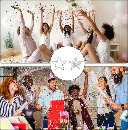 MECCANIXITY 200Pcs Star Confetti Glitter Confetti Table Confetti Decor for Party Wedding Festival Decorations,0.24x0.24Inch,Glitter Silvery/Silvery