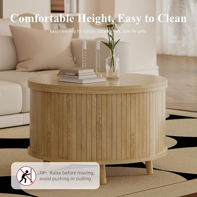 Easyego 31.5" Fluted Round Coffee Table