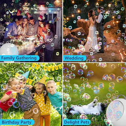 IFLOVE Bubble Machine for Kids 3+-45°/360° Rotating Bubble Blower with RGB LED Light,30000+ Bubbles Per Minute,Automatic Portable Bubble Maker for Boys Girls,Outdoor Party Easter Birthday Gift (White)