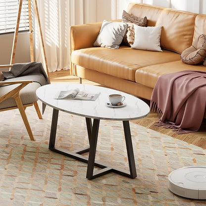 Wolawu Coffee Table Small Oval Table, Modern Center Tea Tables