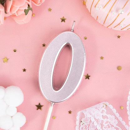 PHD CAKE 2.76 Inch Modern Rose Gold 0 Birthday Candle, Cake Number Candles for Party Celebration