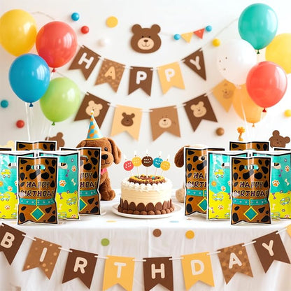 Dog Cartoon Party Favor Bags - 50PCS Dog Cartoon Paw Party Gift Bags for Kids Plastic Goodies Bag with Handles for Birthday Parties Supplies Baby Show Birthday Parties Treat Candy Bag