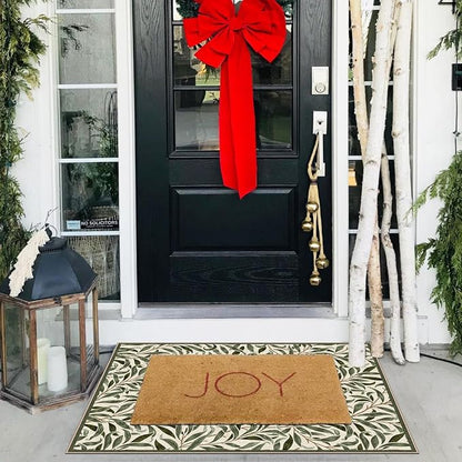 Front Door Mat Outside Entrance - 2x3 Boho Non-Slip Washable Spring Doormat Indoor Outdoor Entrance Sage Olive Green Leaf Rug Small Throw Rugs for Entryway Bedroom Kitchen Front Porch Decor
