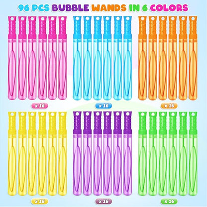 96PCS Bubble Wands for Kids,Bulk Bubble Wand for Kids Party Favor, Bubble Maker for Party Favor,Birthday,Goodie Bags, Wedding, Carnival Prizes, Summer Outdoor Toy Gifts, Assortment 6 Colors