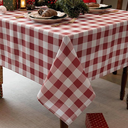 Classic Gingham Tablecloth Fabric - Oblong 58x120 Water Resistant Chequered Pattern Table Cloth for Indoor/Outdoor Use - Tabletop Cover for Birthday, Picnics, Gardens, and Parties