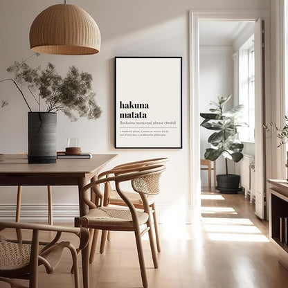 Poster Master Typography Poster - Definition of Hakuna Matata Print - Dictionary Art - Motivational Gift for Him & Her - Inspiring Wall Decor for Bedroom or Living Room - 8x10 UNFRAMED Wall Art