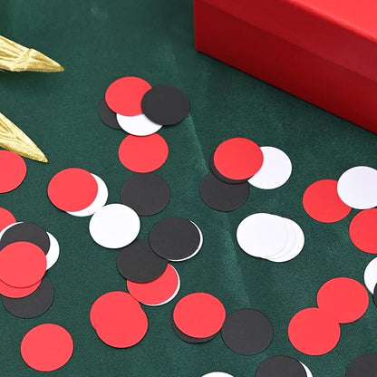 300pc Red Black White Paper Table confetti,Circle Dots Glitter Party Table Confetti for Wedding Baby Shower Birthday Party Decoration Suppiles Table Decoration 1 Inch