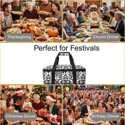 Insulated Casserole Carrier Bag - Portable Thermal Food Delivery Bag for 9x13/11x15 Inch Pan - Keep Meals Hot/Cold 4+ Hours for Catering, Festival Potlucks, Picnics, Family Gathings or Outdoor Events