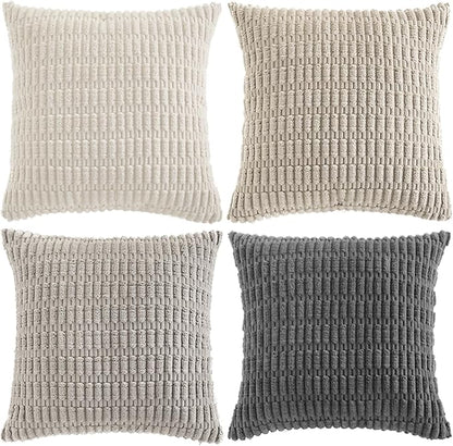 Fancy Homi 4 Packs Decorative Throw Pillow Covers for Living Room Couch Bed, Modern Farmhouse Boho Home Décor Accent Cushion Case, 28" x 28", Grey Series