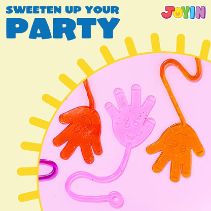 JOYIN Large 48Pcs Sticky Hands Party Favors, Party Table Favors Set for Kids, Holiday Traditions, Classroom Treasure Box Carnival Prizes Bulk Pinata Stuff Glitter Toys, Halloween goodie bags