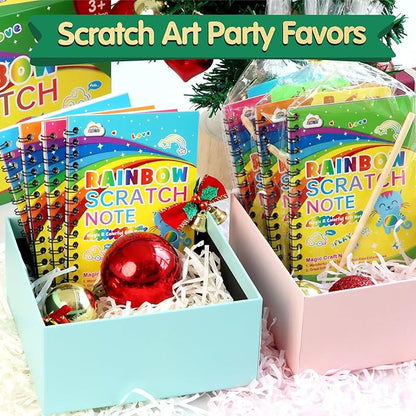 ZMLM 4 Pack Scratch Art Party Favors: Birthday Party Favors for Kids 4-8, Bulk Rainbow Scratch Notebook Paper Pads, Goodie Bags Stuffers Girls Boys Classroom Gifts Crafts Toys Easter Basket Stuffers