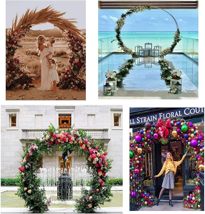 LANGXUN Large Size White Metal Circle Balloon Arch Decoration, for Birthday Wedding Graduation and Event Party Supplies, Baby Shower Photo Background Decor