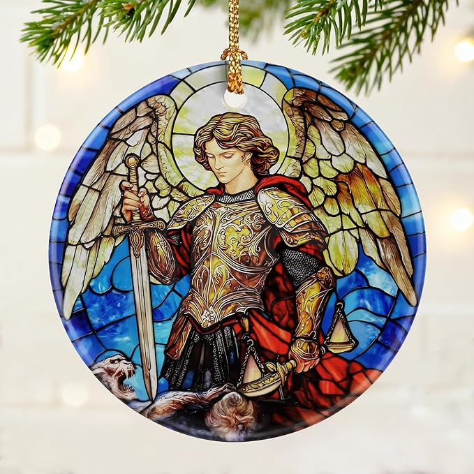 Archangel Michael Ornament | Christmas Ornaments, Christmas Decorations, Hanging Ornaments for Tree, Warrior Angel Decor | Religious Gifts, Christian Gifts | Faithful Gift, Spiritual Guardian Gift