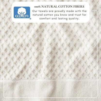 Great Bay Home Bath Towels - 100% Cotton 6 Piece Bath Sheet Set - Diamond Waffle Weave - Absorbent, Durable, Quick-Dry Towels for Bathroom (Ivory)
