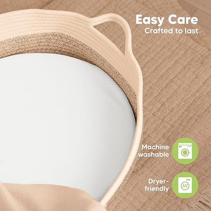 2-Pack Baby Bassinet Sheets Girl, Boy - 33x17 Viscose Derived from Bamboo Bedside Mattress Fitted Bassinet Sheets, Compatible with Halo Bassinest Swivel Sleeper, Baby Delight, Graco (Rose)